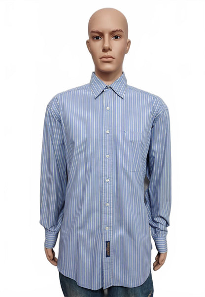 Vintage Tommy Hilfiger Striped Long Sleeve Shirt Blue White Men's Size XXL