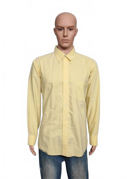 Vintage Chaps Long Sleeve Crest Logo Preppy Casual Shirt Pale Yellow Men's XXL
