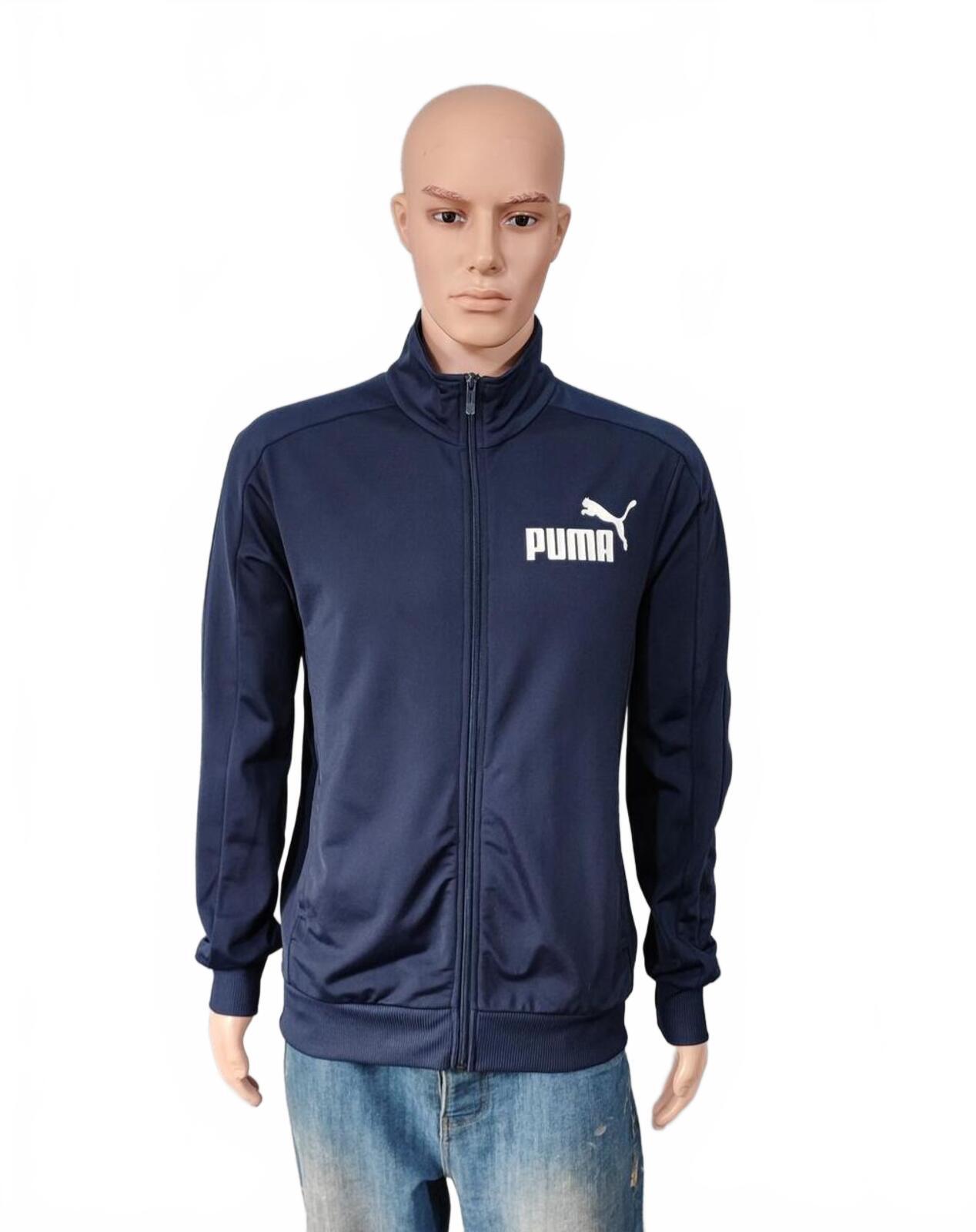 Vintage Puma Plain Navy Blue Piping Long Sleeve Track Jacket Men Size Large