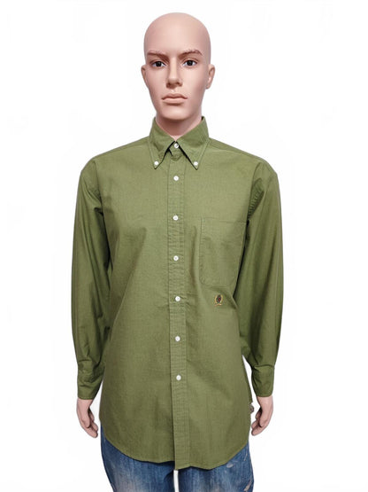 Vintage Tommy Hilfiger Plain Long Sleeve Shirt Green Khaki Men's Size XL