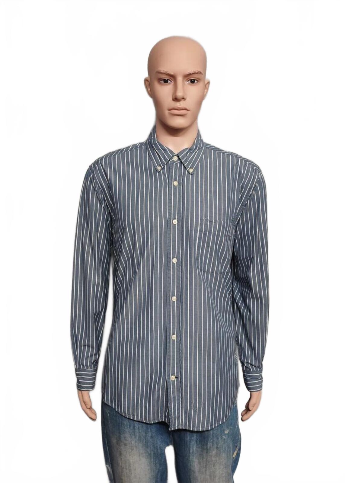 Vintage Old Navy Striped Long Sleeve Shirt Blue White Men's Size Large L