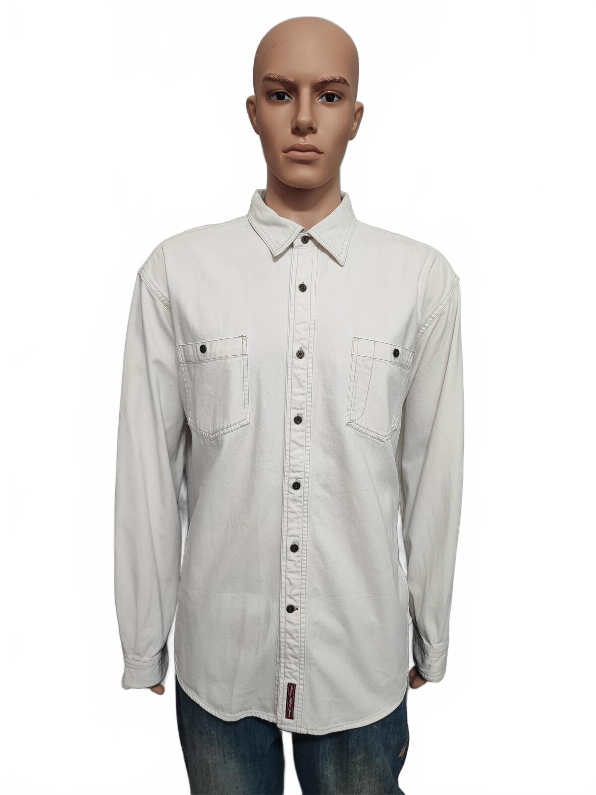 Vintage Tommy Jeans Heavy Cotton Overshirt Shacket Off White Cream Men's XXL XL