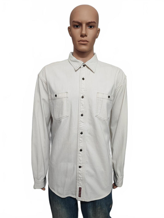 Vintage Tommy Jeans Heavy Cotton Overshirt Shacket Off White Cream Men's XXL XL