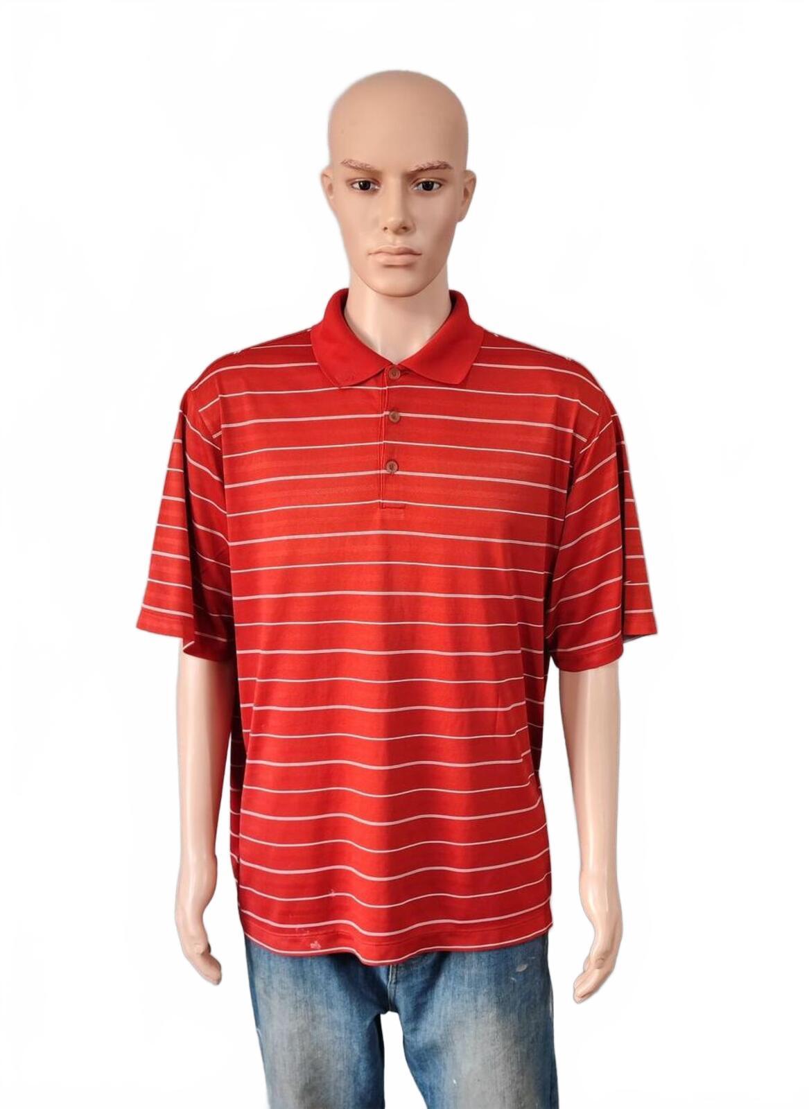 Vintage Nike Dri-Fit Striped Golf Polo Shirt Red White Black Retro Y2K Men's Size XXL