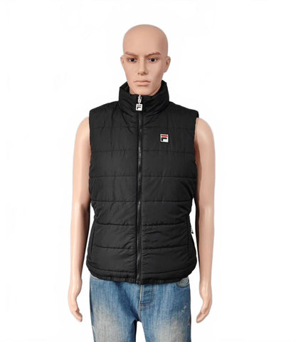 Vintage Fila Reversible Padded Gilet Vest Black Grey Camo Men Size Medium