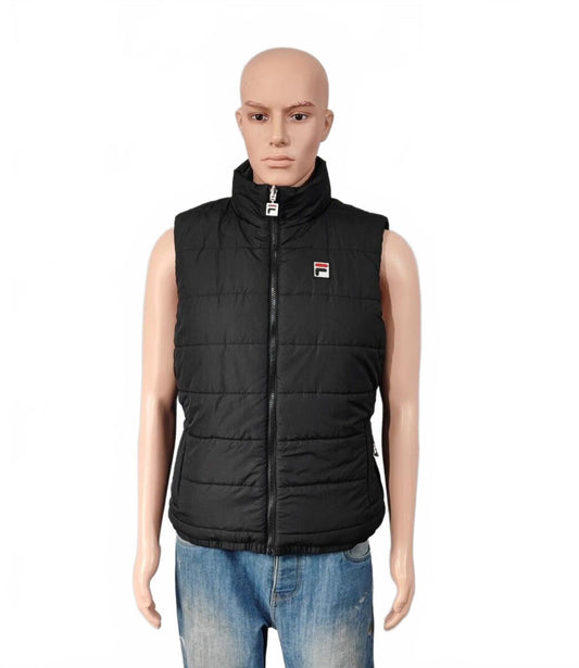 Vintage Fila Reversible Padded Gilet Vest Black Grey Camo Men Size Medium