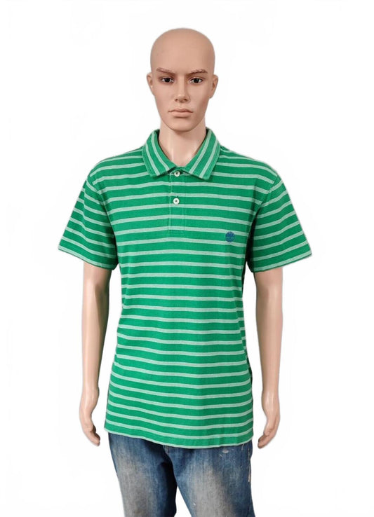 Vintage Timberland Striped Polo Shirt Green White Gorpcore Men's Size XL