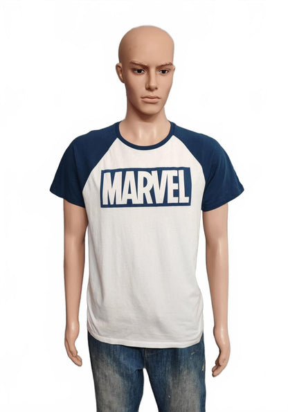Vintage Marvel Comics Graphic T-Shirt White Blue Retro 90s Men's Size Medium M