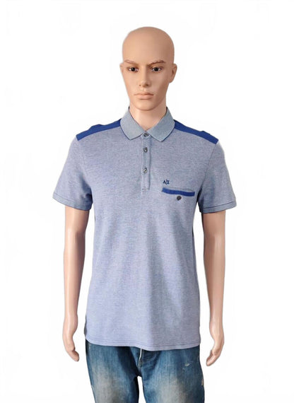 Vintage Armani Exchange Logo Polo Shirt Blue Retro 90s Men's Size Medium M