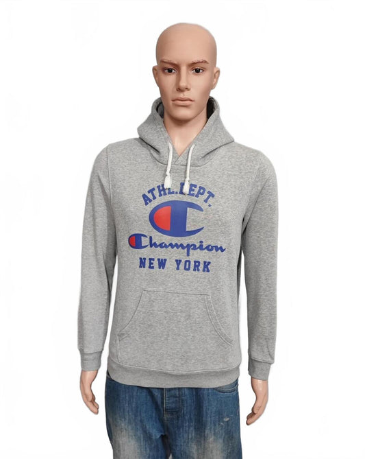 Vintage Champion New York Graphic Hoodie Grey Marl Men's Size Medium M