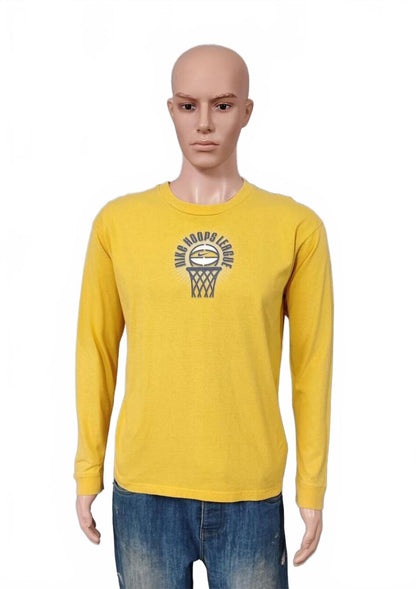 Vintage Nike Hoops League Graphic Long Sleeve T-Shirt Yellow Men's Size Medium
