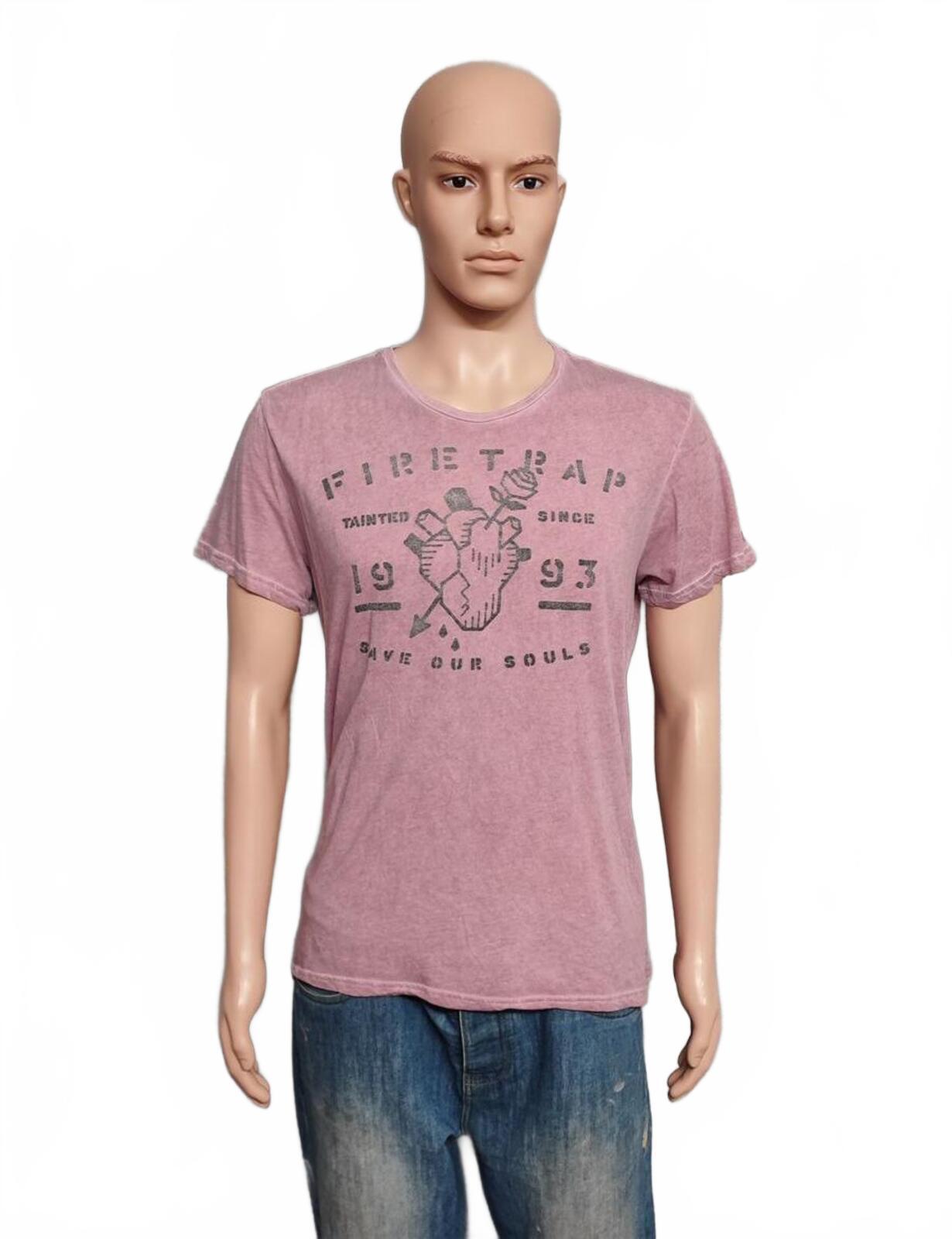 Vintage Firetrap Graphic T-Shirt Pink Retro 90s Streetwear Men's Size Medium M
