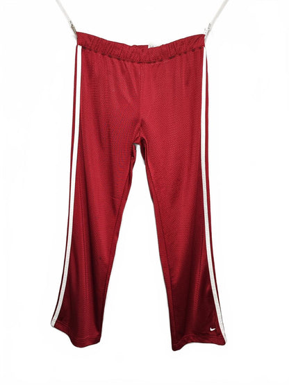 Vintage Nike Embroidered Swoosh Plain Bold Red Tracksuit Bottoms Joggers Women 8
