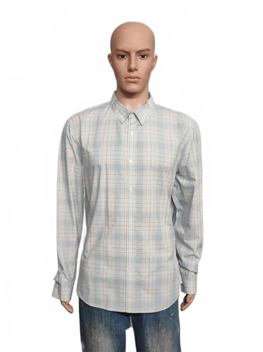 Vintage Calvin Klein Checked Long Sleeve Slim Fit Casual Shirt Blue Men's Large