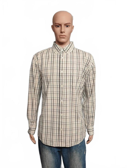 Vintage Old Navy Checked Long Sleeve Preppy Shirt Beige Men Size XL