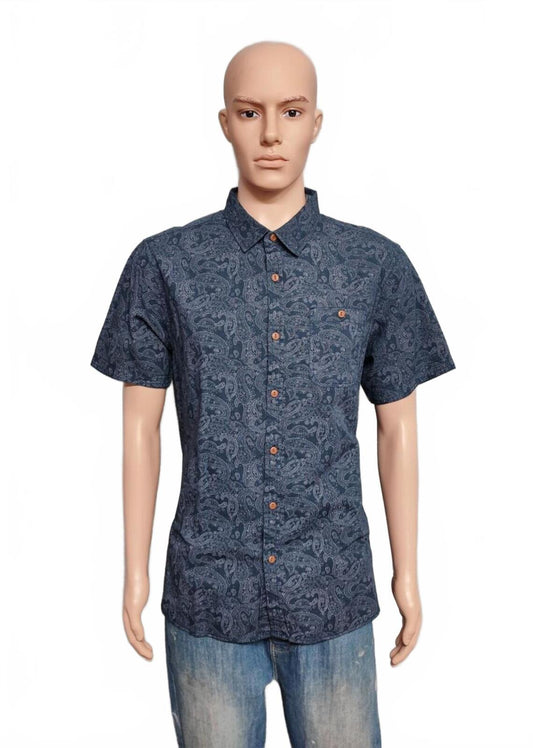Vintage George Asda Casual Short Sleeve Shirt Blue Retro Y2K Men's Size Large L