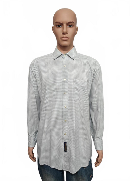 Vintage Tommy Hilfiger Checked Long Sleeve Shirt White Blue Men's Size XXXL