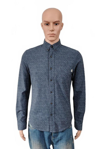 Vintage Timberland Geometric Pattern Long Sleeve Shirt Blue Men's Size Small S