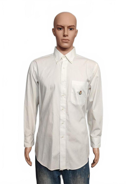 Vintage Chaps White Shirt XL Long Sleeve Cotton Plain Preppy 90s Y2K Retro Dad