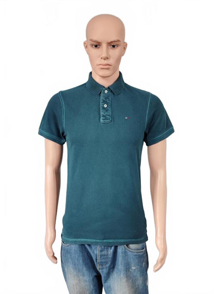 Vintage Tommy Hilfiger Polo Shirt Faded Green Retro 90s Men's Size Small S