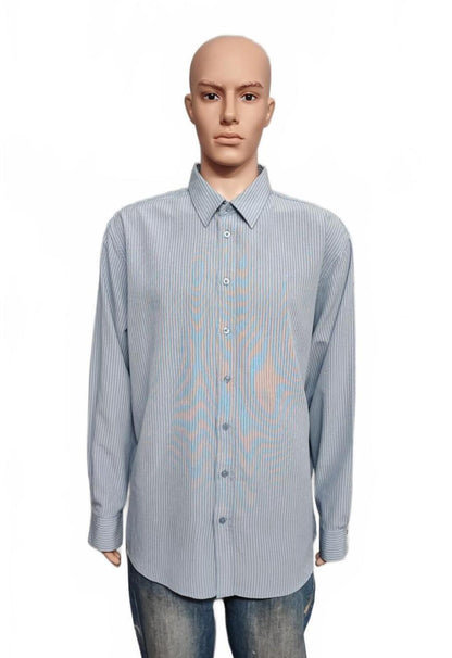 Vintage Farah Striped Long Sleeve Mod Terrace Casuals Shirt Blue Men Size XXL