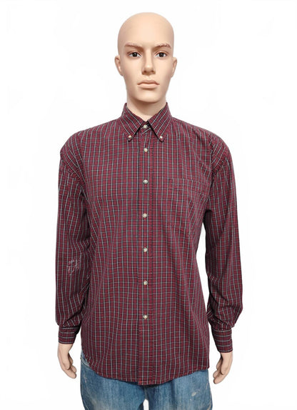 Vintage Wrangler Checked Long Sleeve Shirt Burgundy Red Men's Size XXL