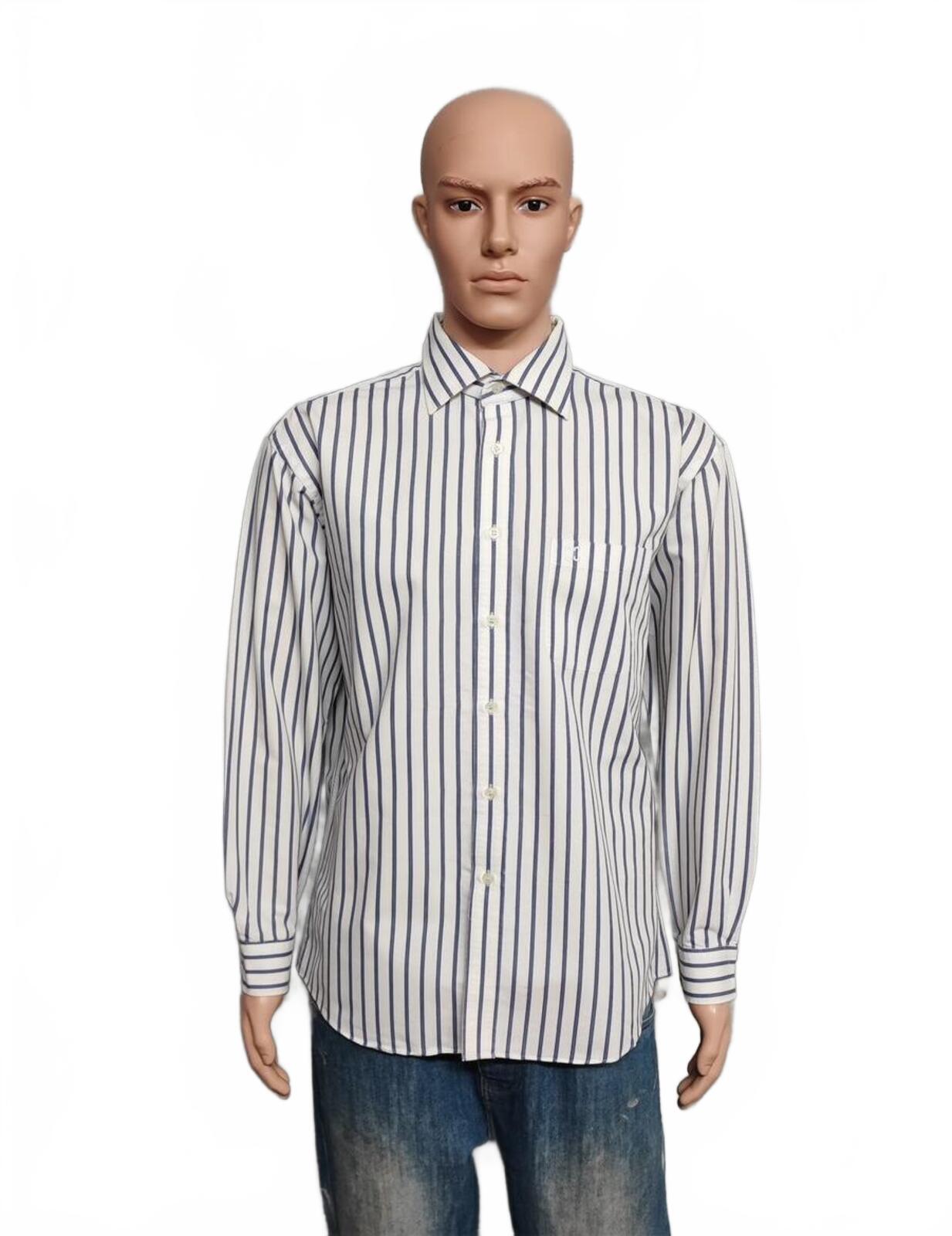 Vintage Daks London Striped Long Sleeve Luxury Heritage Shirt White Men's XL