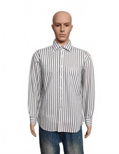 Vintage Daks London Striped Long Sleeve Luxury Heritage Shirt White Men's XL