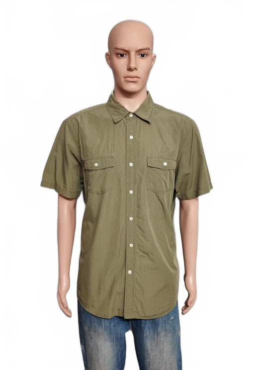 Vintage Gap Casual Short Sleeve Shirt Khaki Tan Retro 90s Men's Size Large L