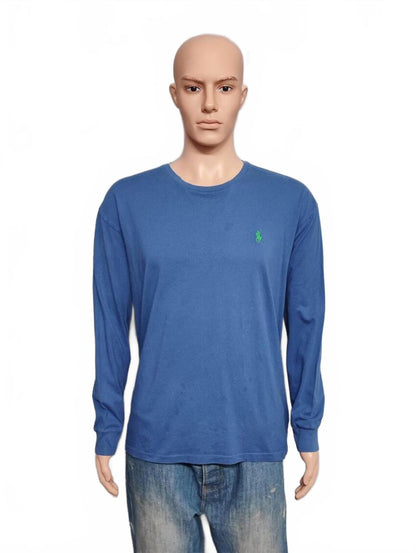 Vintage Ralph Lauren Long Sleeve T-Shirt Blue Retro 90s Men's Size XXL