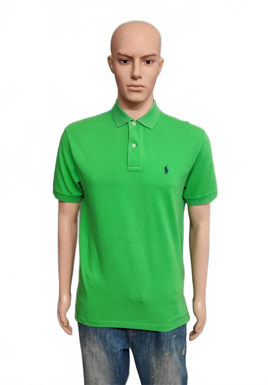 Vintage Polo Ralph Lauren Embroidered Pony Polo Shirt Green Retro 90s Men Size M