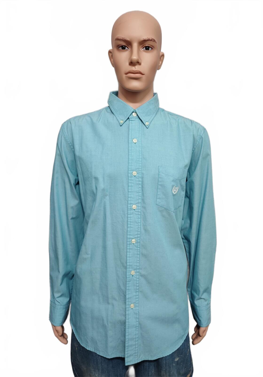 Vintage Chaps Plain Long Sleeve Shirt Turquoise Light Blue Men's Size XL