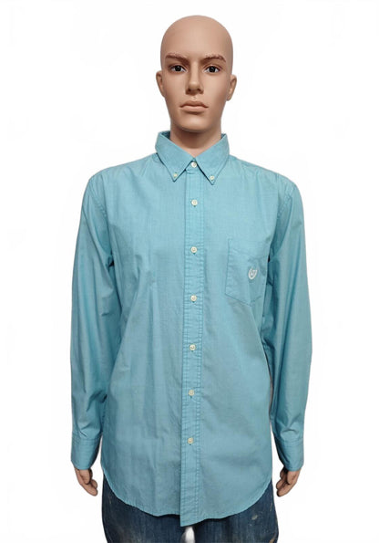 Vintage Chaps Plain Long Sleeve Shirt Turquoise Light Blue Men's Size XL