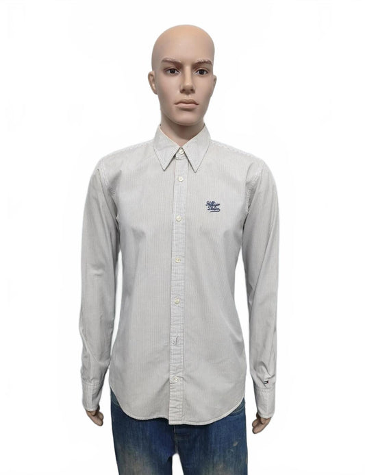 Vintage Tommy Hilfiger Checked Long Sleeve Shirt White Blue Men's Size Medium M
