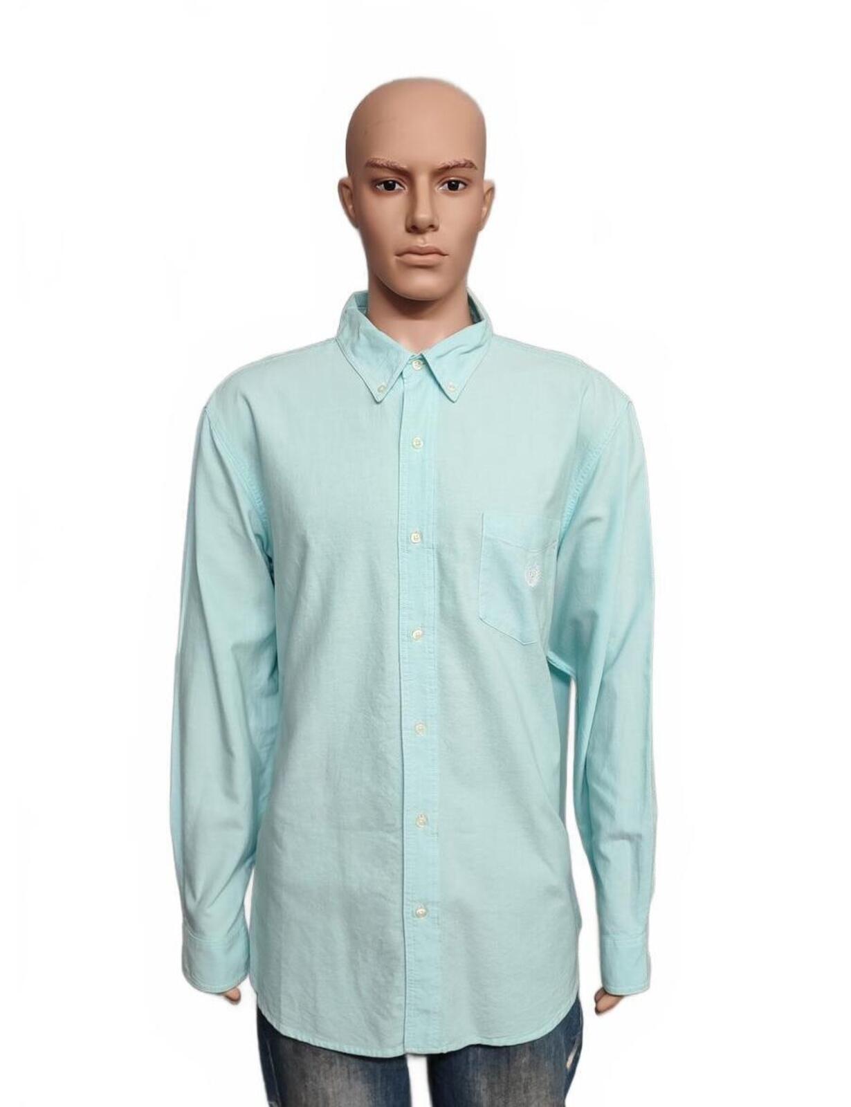 Vintage Chaps Mint Green Shirt XXL Pastel Cotton Long Sleeve Preppy 90s Retro
