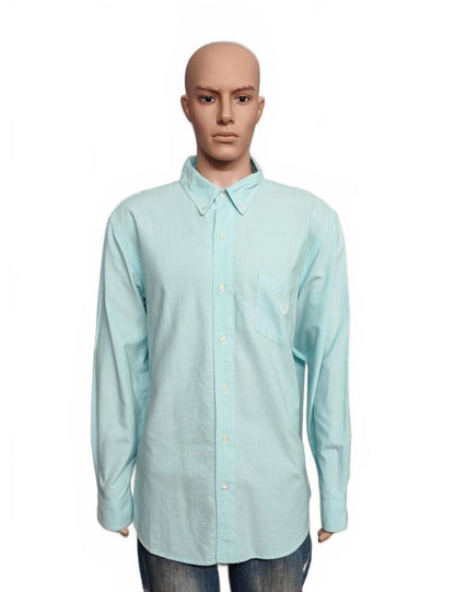 Vintage Chaps Mint Green Shirt XXL Pastel Cotton Long Sleeve Preppy 90s Retro