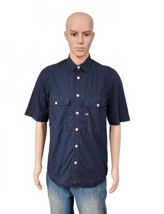 Vintage G-Star Raw Utility Short Sleeve Shirt Navy Blue Men's Size Medium M