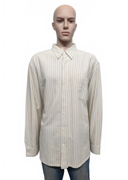 Vintage Chaps Striped Long Sleeve Shirt Beige White Men's Size XXXL Oversized