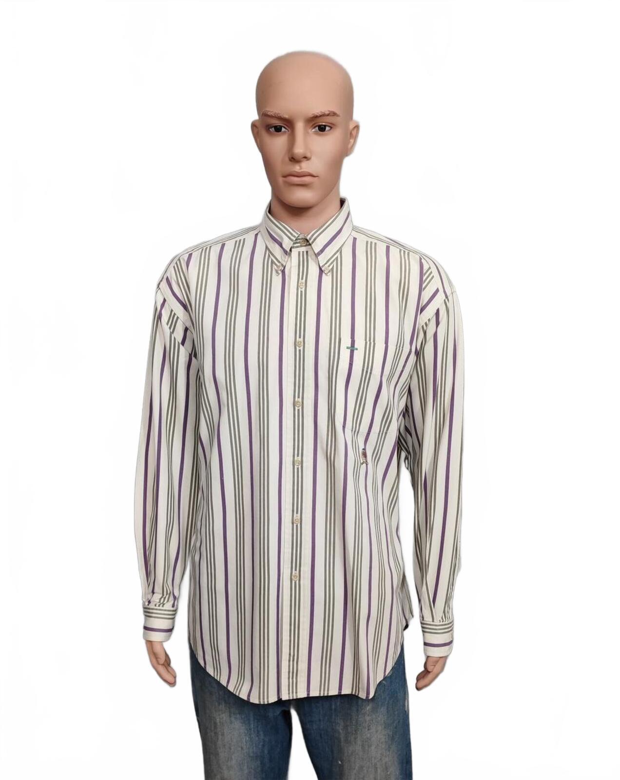 Vintage Tommy Hilfiger Striped Long Sleeve Preppy Shirt Purple Men Size XL
