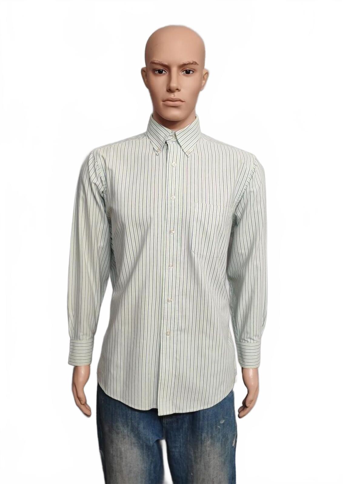 Vintage Chaps Western Striped Long Sleeve Shirt Blue Green Men's Size Large L