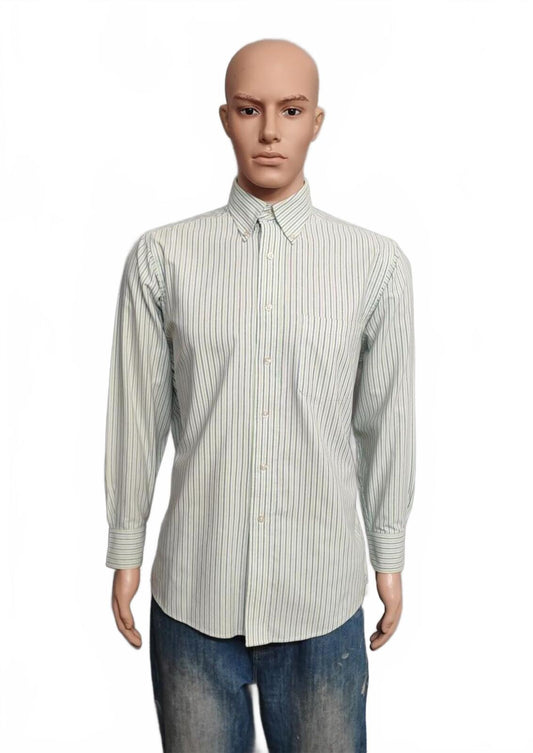 Vintage Chaps Western Striped Long Sleeve Shirt Blue Green Men's Size Large L