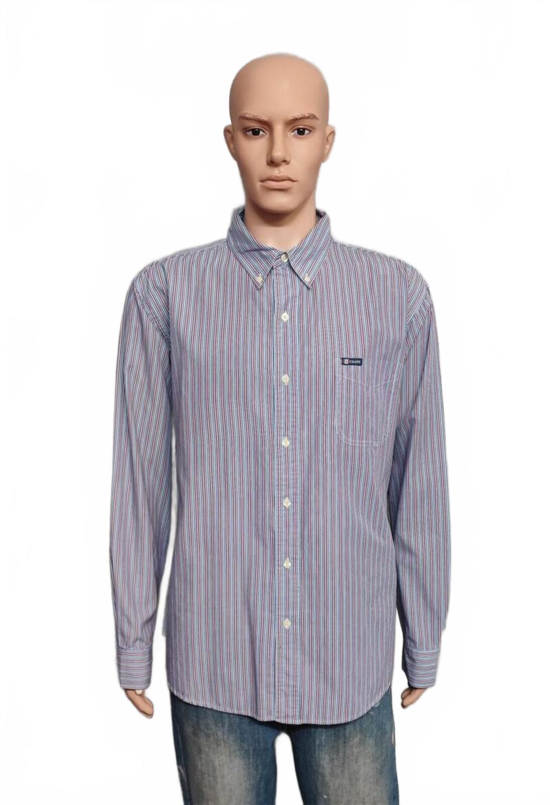Vintage Chaps Striped Long Sleeve Shirt Blue Purple Men's Size XXL Big & Tall