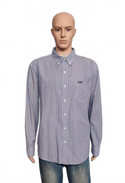 Vintage Chaps Striped Long Sleeve Shirt Blue Purple Men's Size XXL Big & Tall