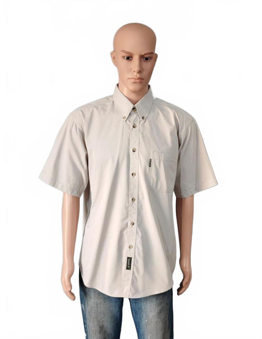 Vintage Timberland Weather Gear Short Sleeve Shirt Beige Men's Size Large L