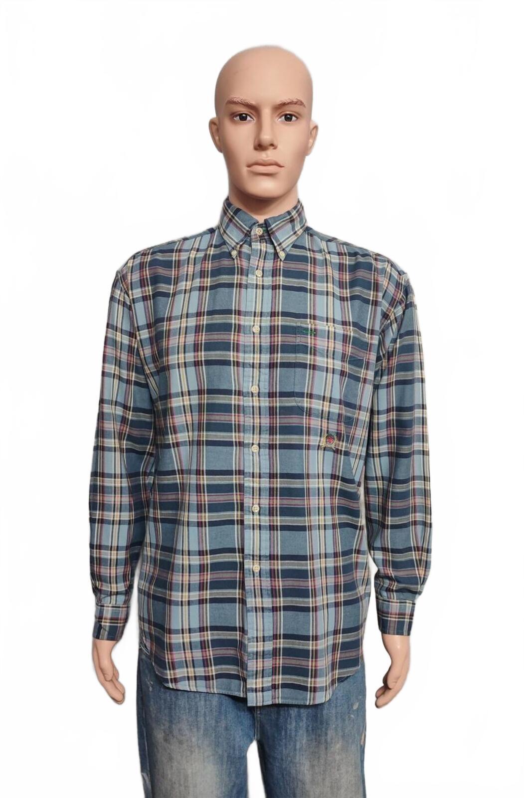 Vintage Tommy Hilfiger Crest Checked Long Sleeve Shirt Blue Navy Men's Size XL