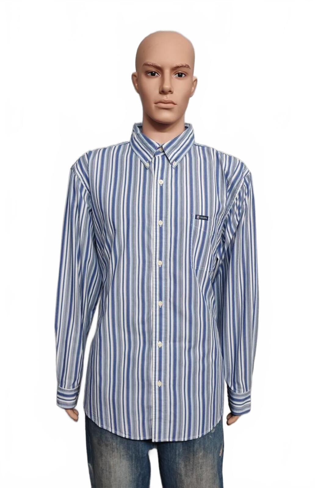 Vintage Chaps Striped Long Sleeve Performance Oxford Casual Shirt Blue Men XXL