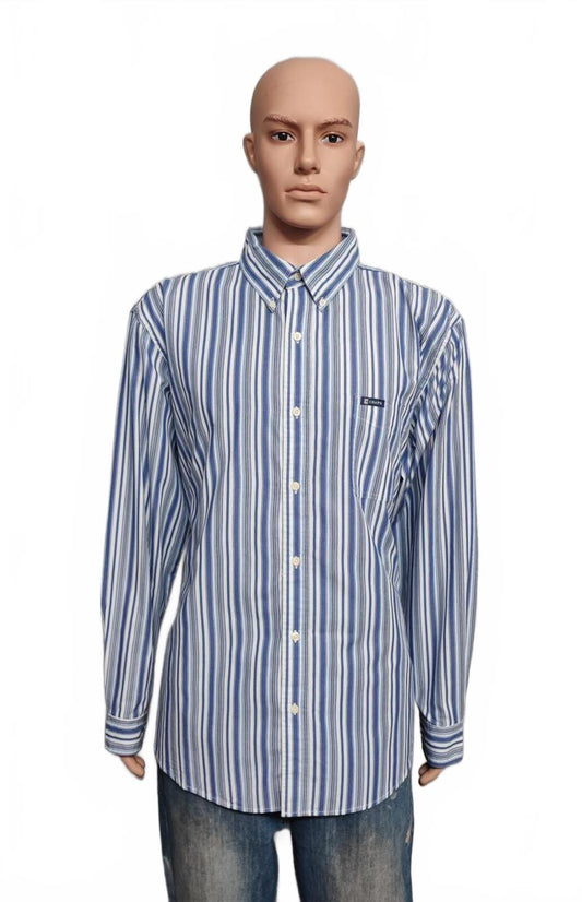 Vintage Chaps Striped Long Sleeve Performance Oxford Casual Shirt Blue Men XXL