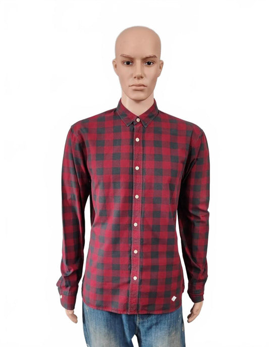 Vintage Diesel Checked Shirt Large Red Black Cotton Long Sleeve 90s Y2K Grunge