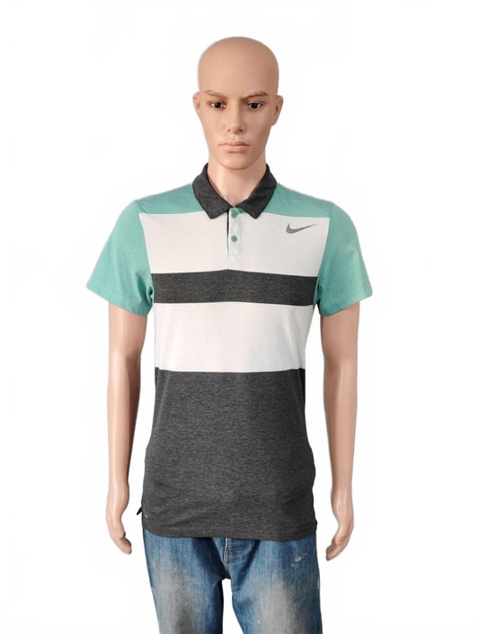Vintage Nike Dri-Fit Polo Shirt Grey White Mint Green Retro Y2K Men's Size Small