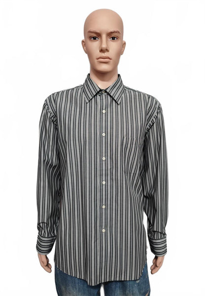 Vintage Chaps Striped Long Sleeve Shirt Faded Black Men's Size XXL Oversized